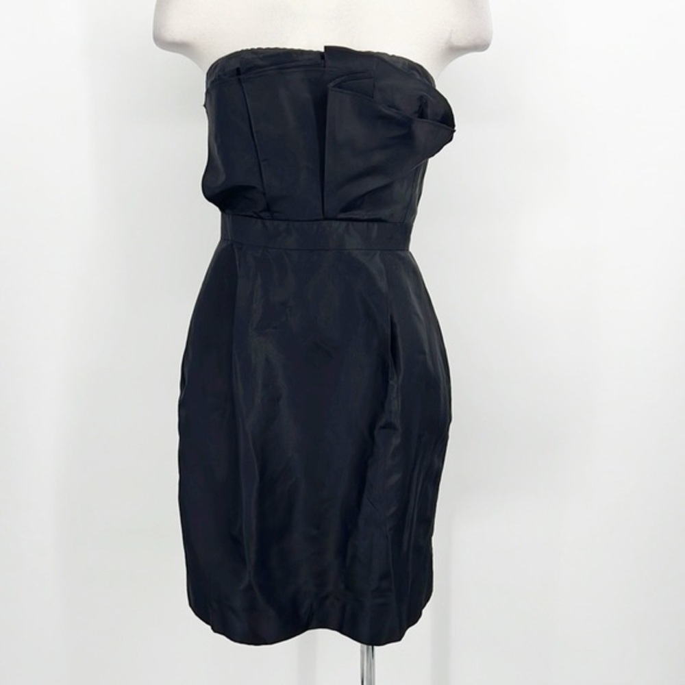J Crew Black Strapless Silk Dress size 4